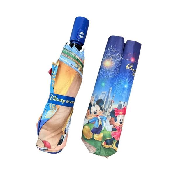 Disney Parks Umbrella Shanghai Disneyland Blue Grand Opening 2016 RARE - Picture 1 of 6